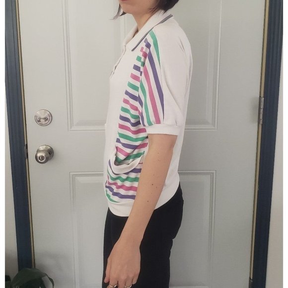 80s Preppy Striped‎ Top - Picture 2 of 3
